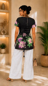 Mastani Floral Lace-Up Back Indo-Western Top