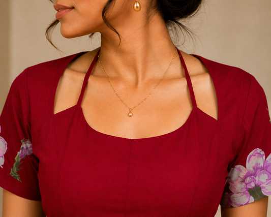 Mastani Floral Lace-Up Red-Western Top