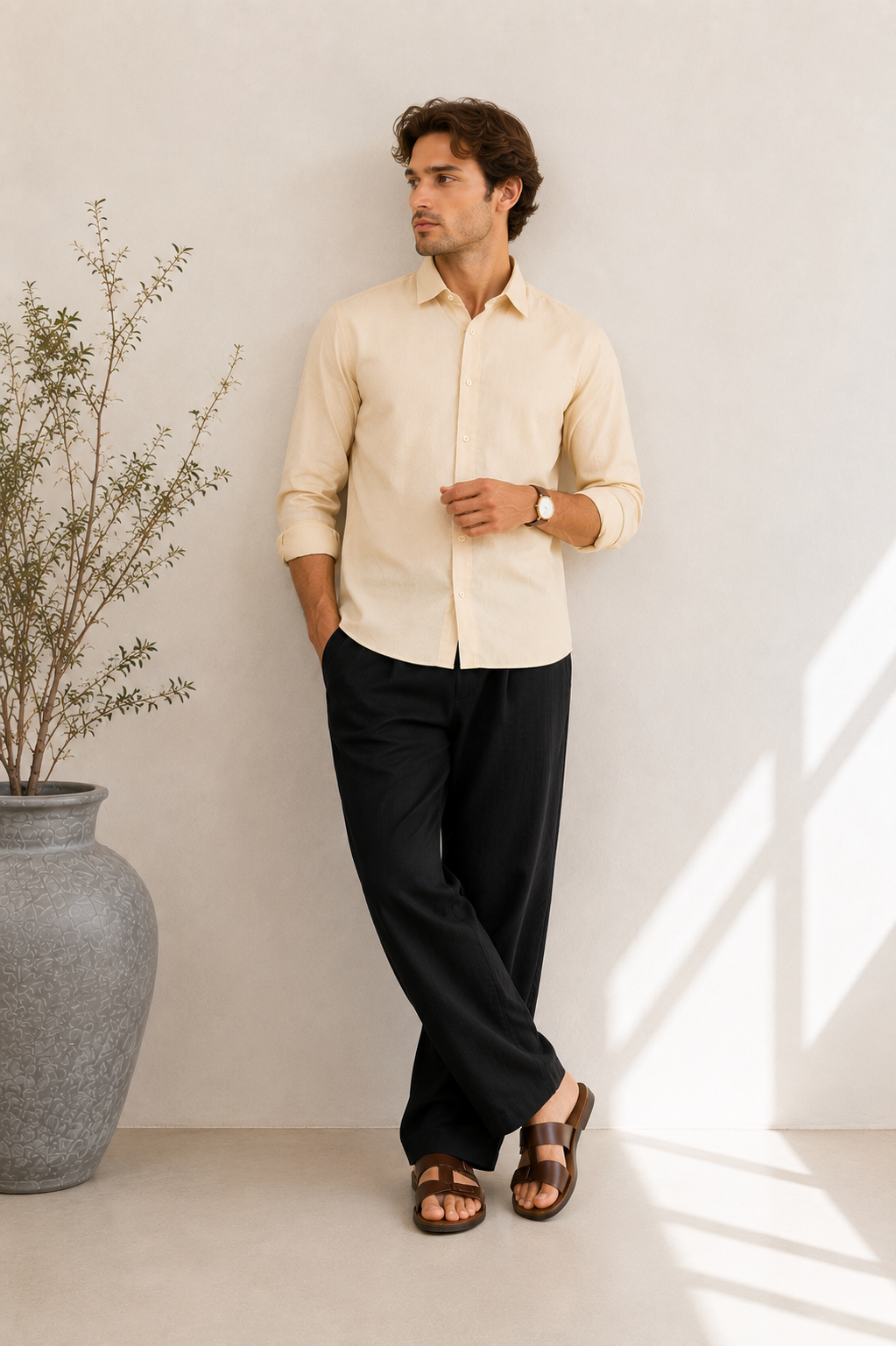 IVORY CREAM LINEN SHIRT