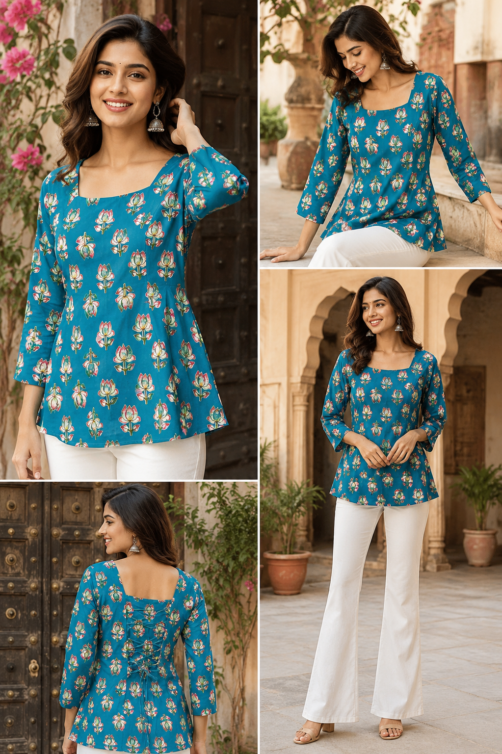 Floral Print Square Neck Top