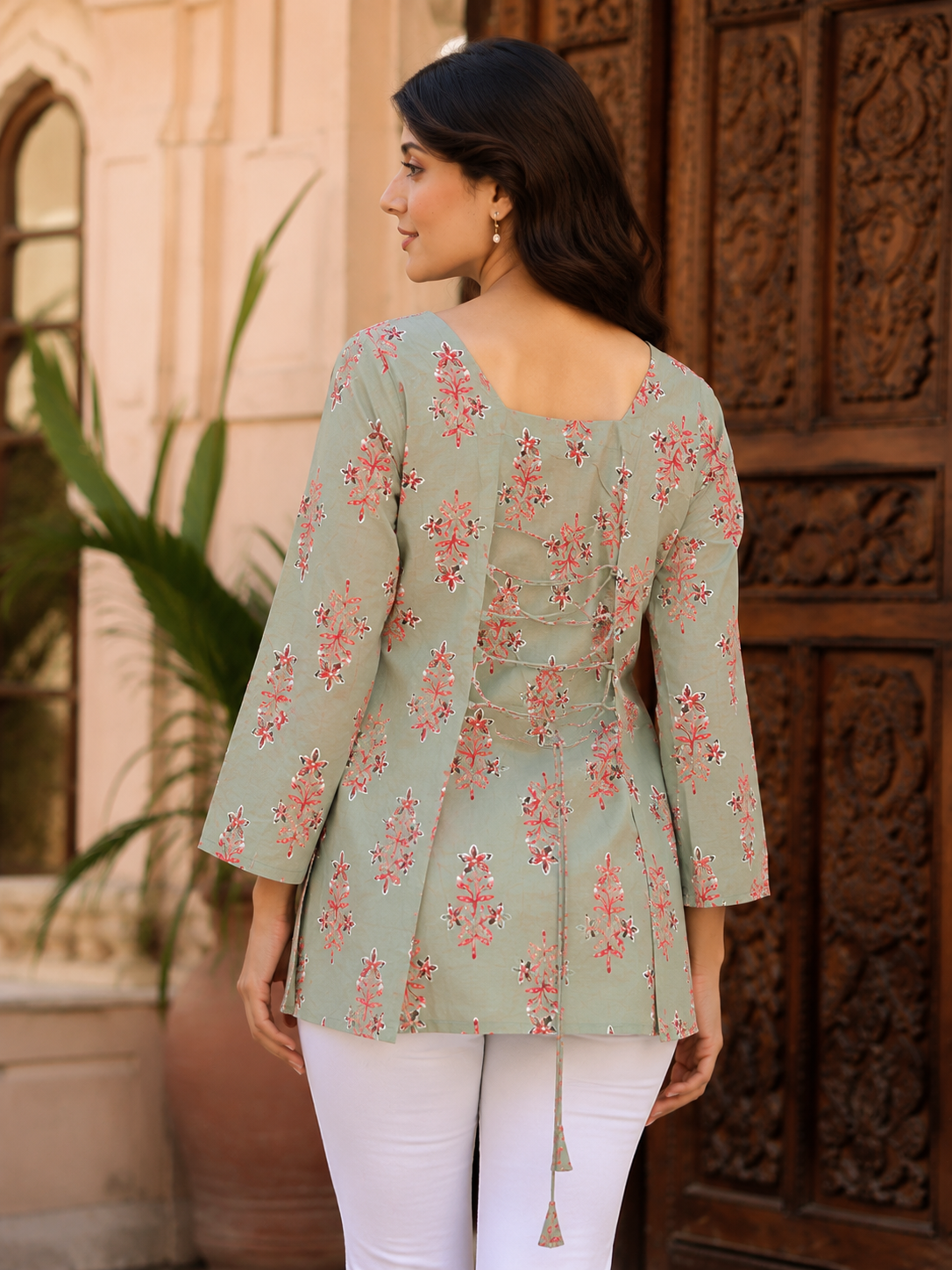 Floral Print Square Neck Top