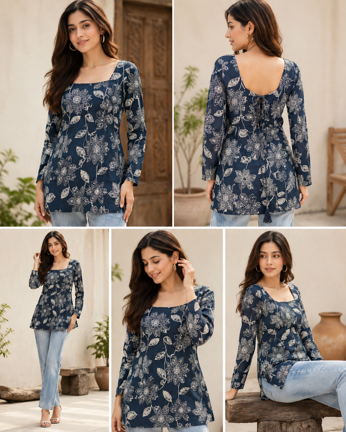 Floral Print Square Neck Top