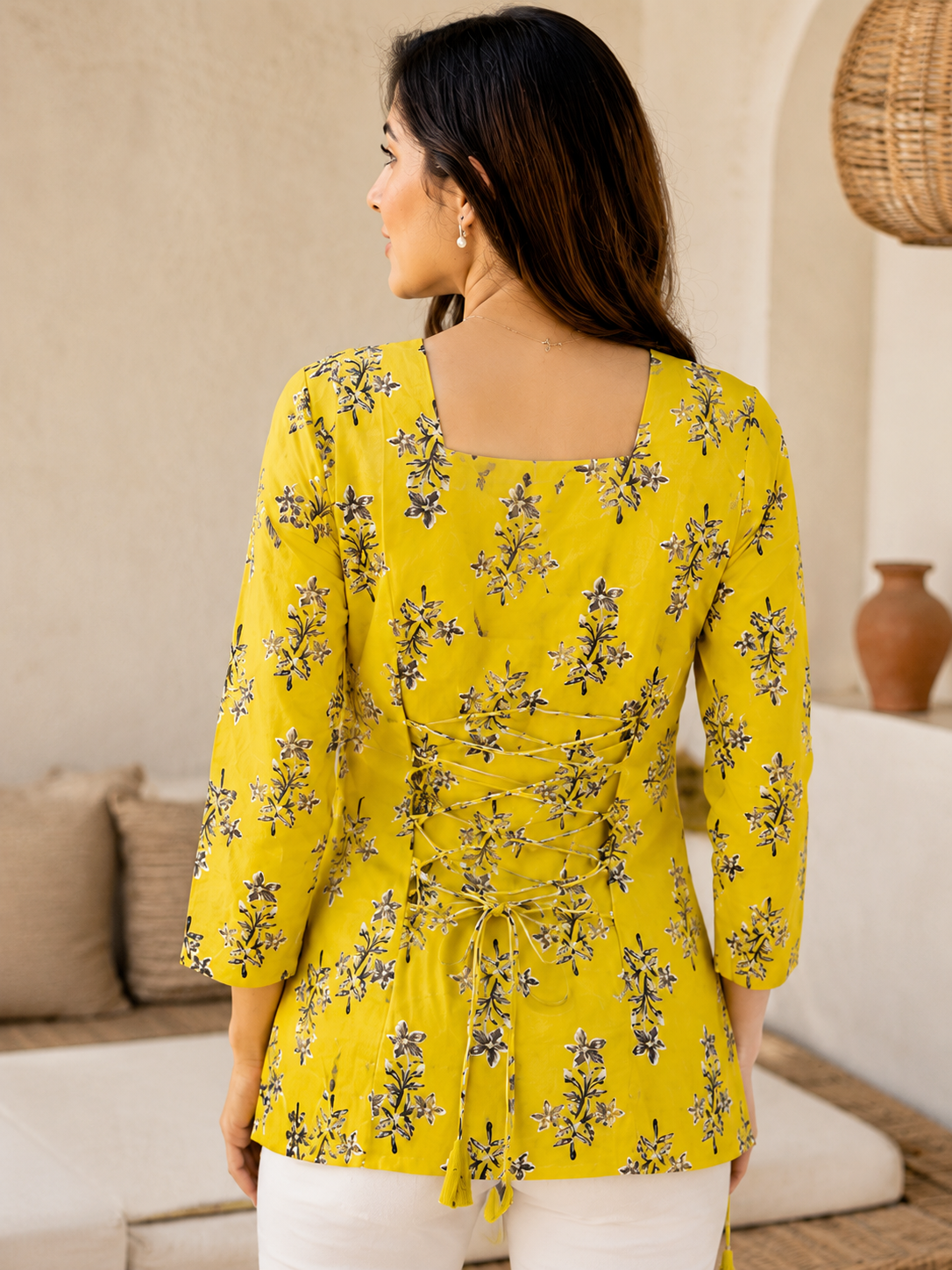Floral Print Square Neck Top