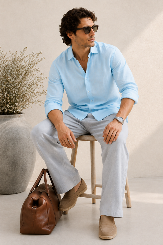 ALICE BLUE LINEN SHIRT