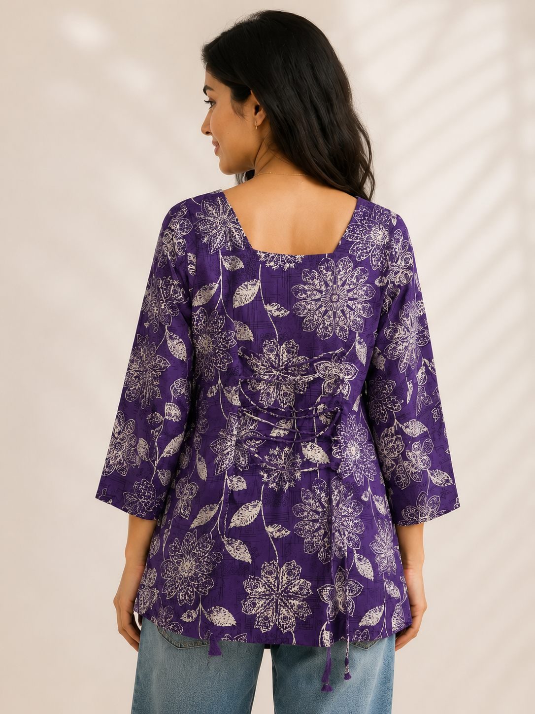 Floral Print Square Neck Top