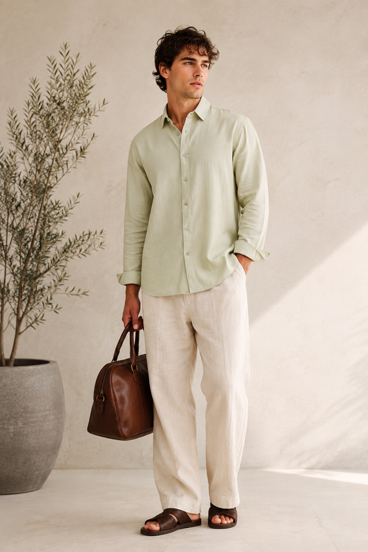 MIST GREEN LINEN SHIRT