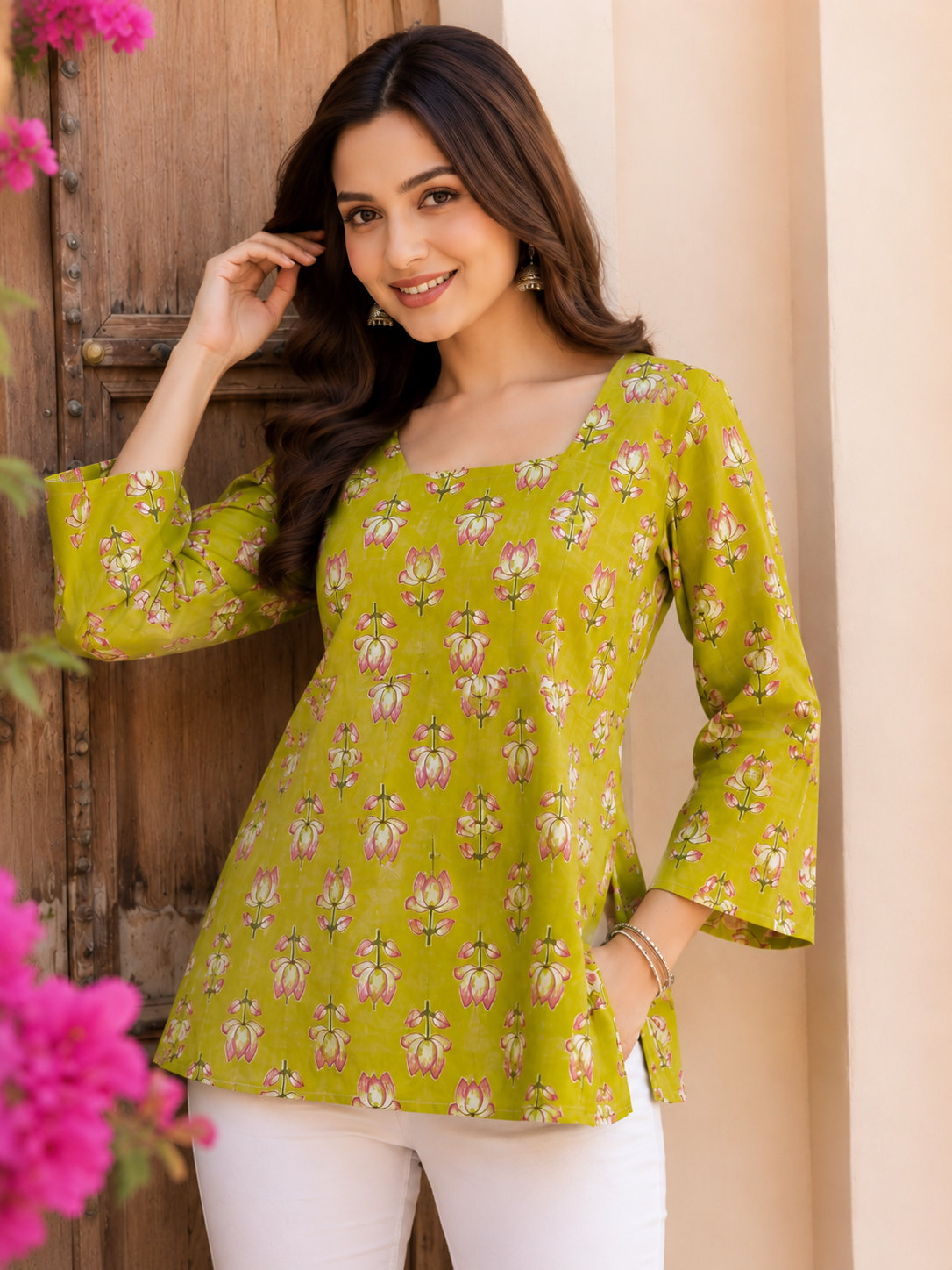 Floral Print Square Neck Top