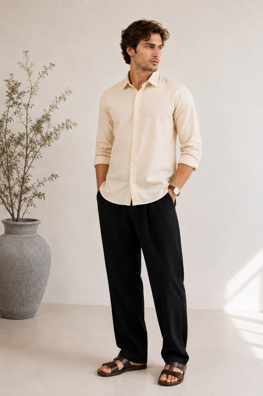 IVORY CREAM LINEN SHIRT