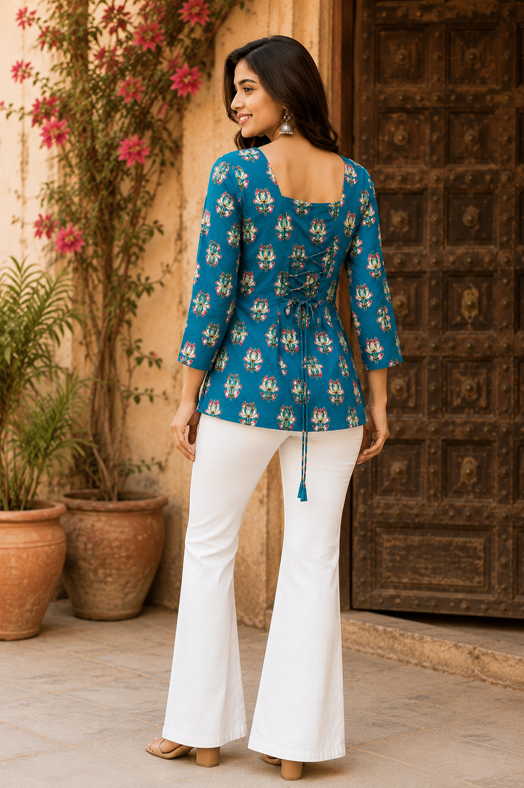 Floral Print Square Neck Top