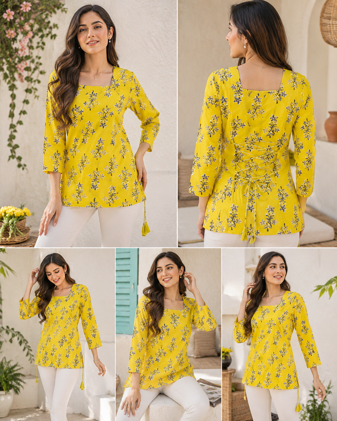 Floral Print Square Neck Top
