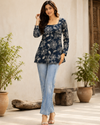 Floral Print Square Neck Top