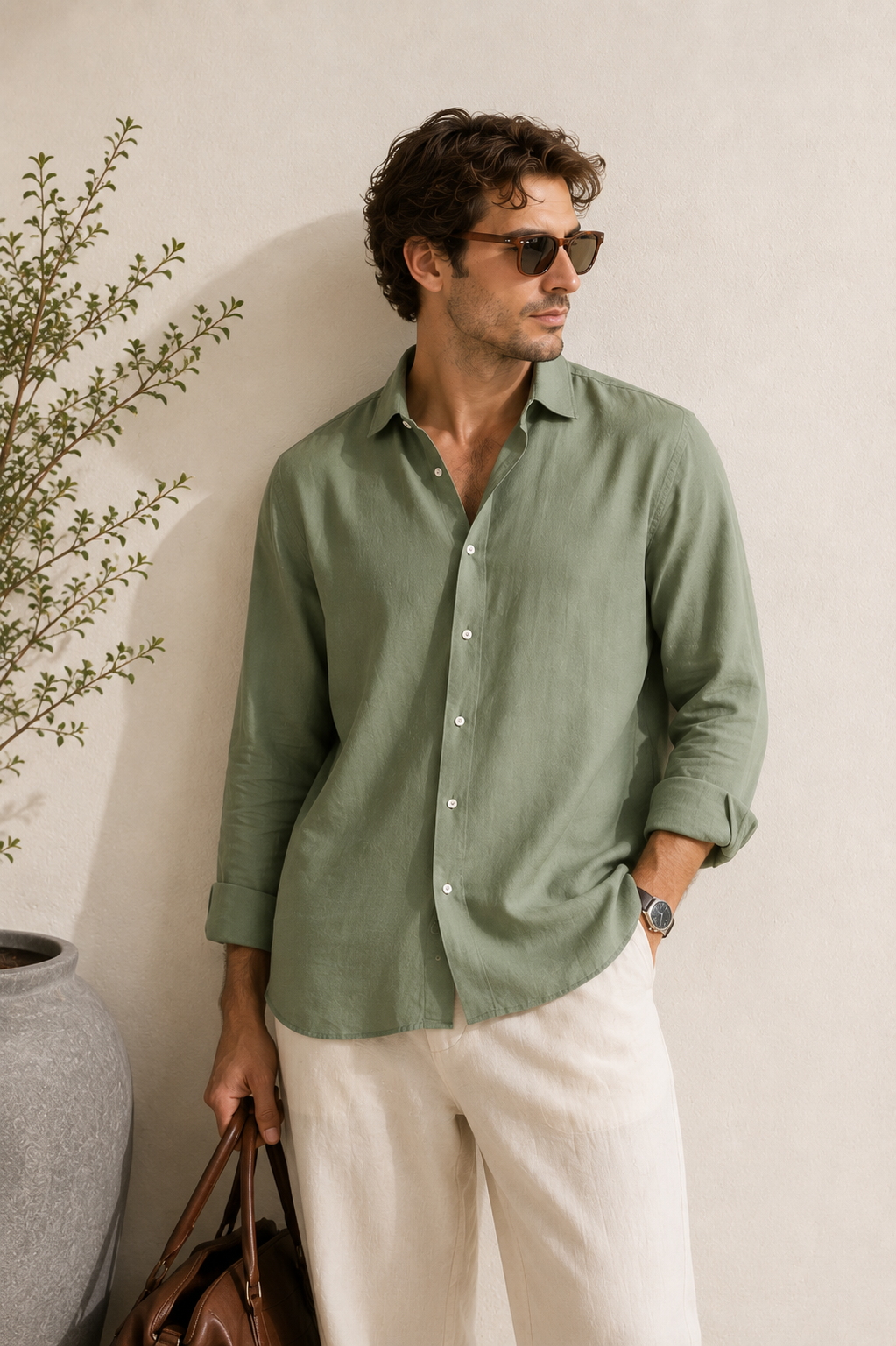 SAGE GREEN LINEN SHIRT