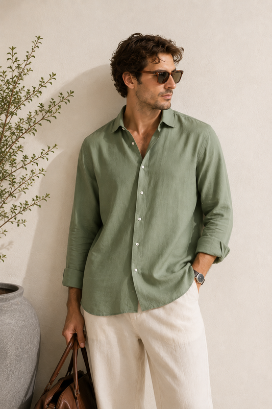 SAGE GREEN LINEN SHIRT