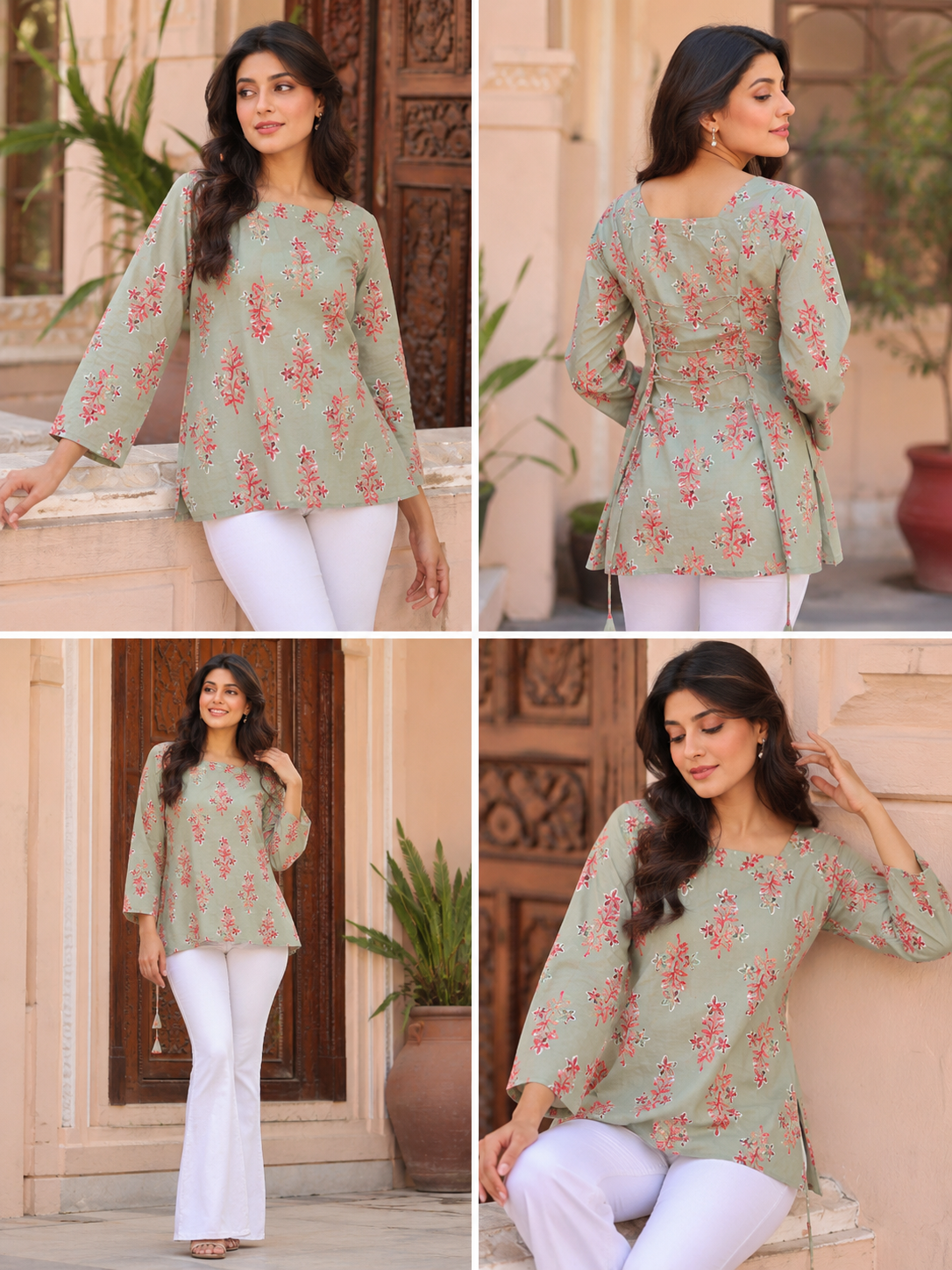 Floral Print Square Neck Top