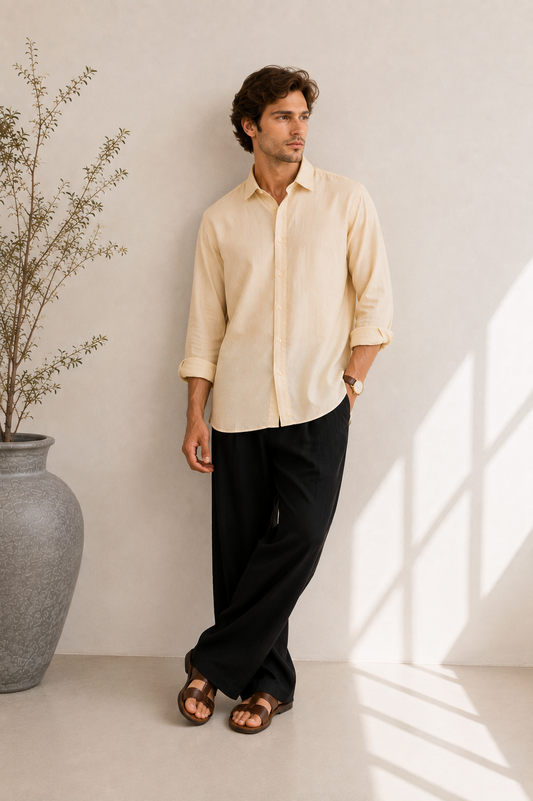 IVORY CREAM LINEN SHIRT