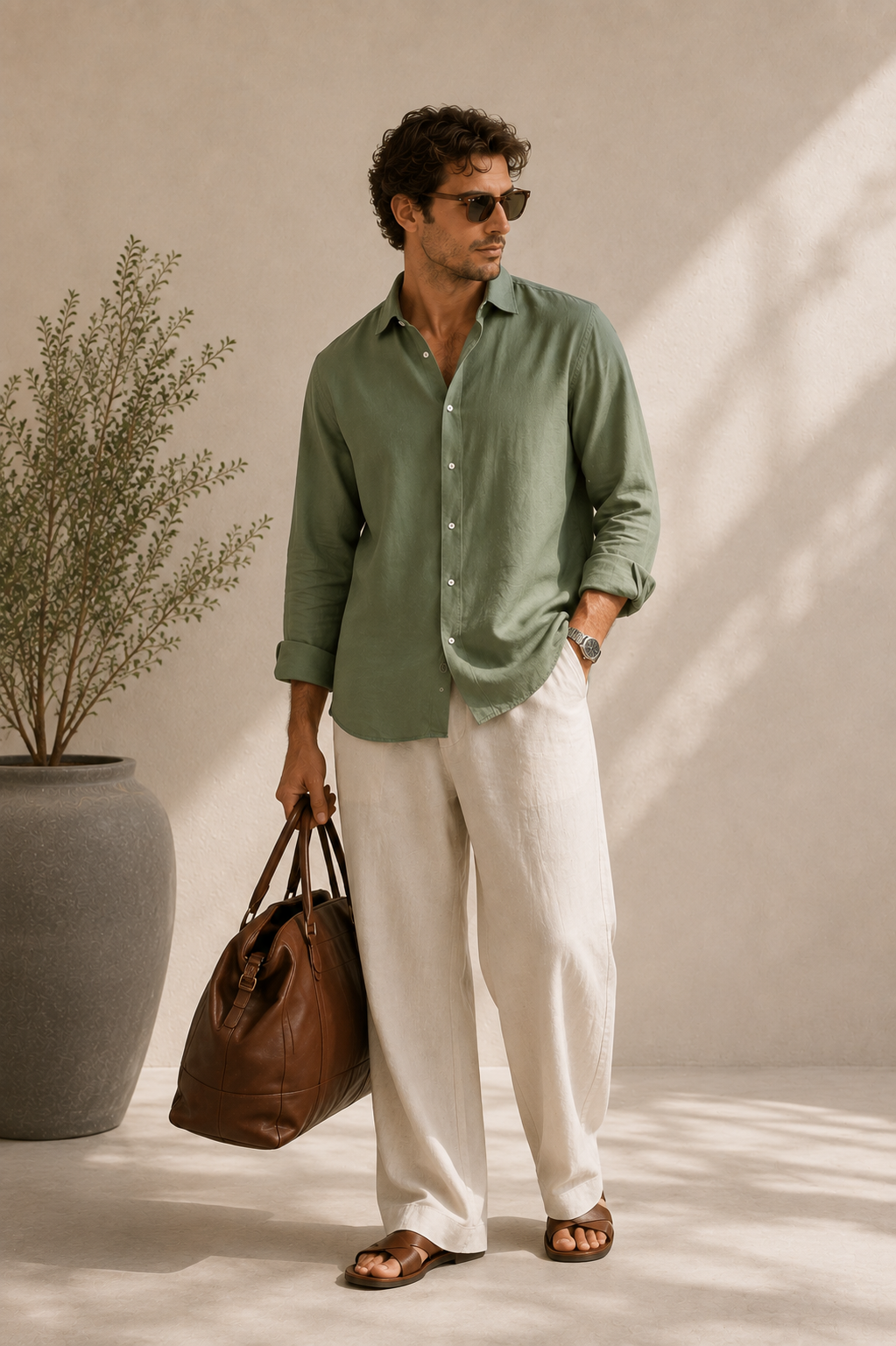 SAGE GREEN LINEN SHIRT