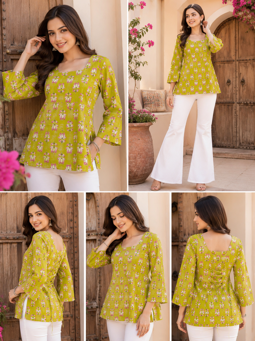 Floral Print Square Neck Top