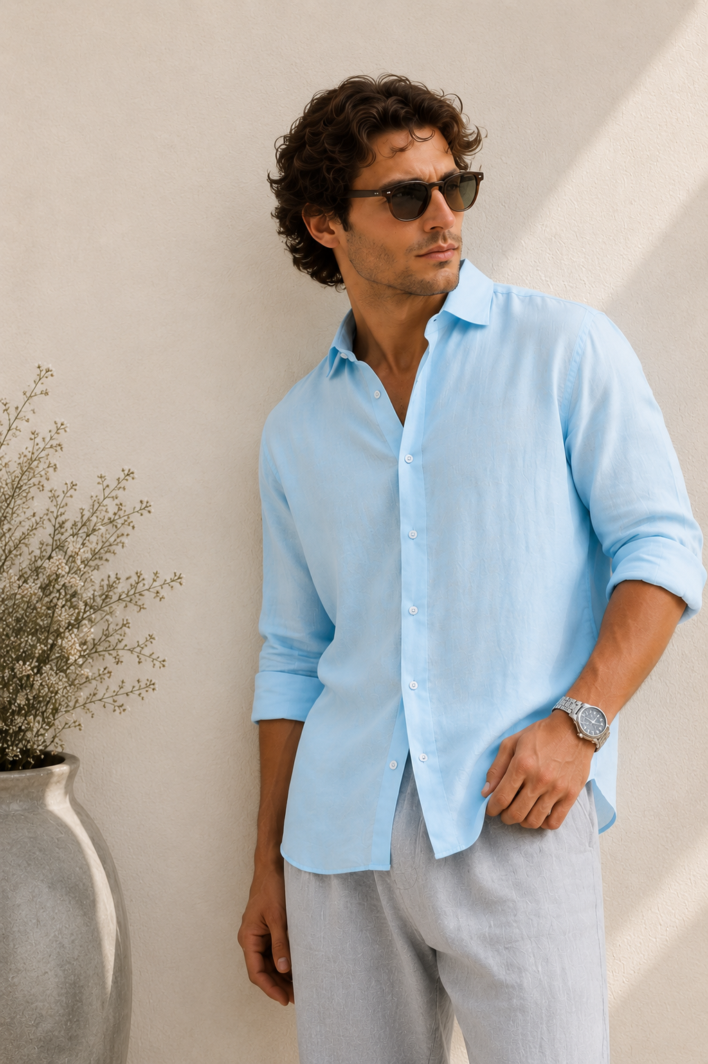 ALICE BLUE LINEN SHIRT