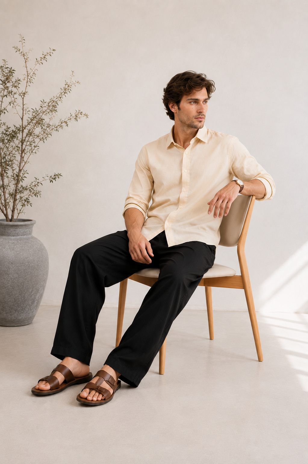IVORY CREAM LINEN SHIRT