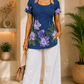 Mastani Floral Lace-Up Blue-Western Top