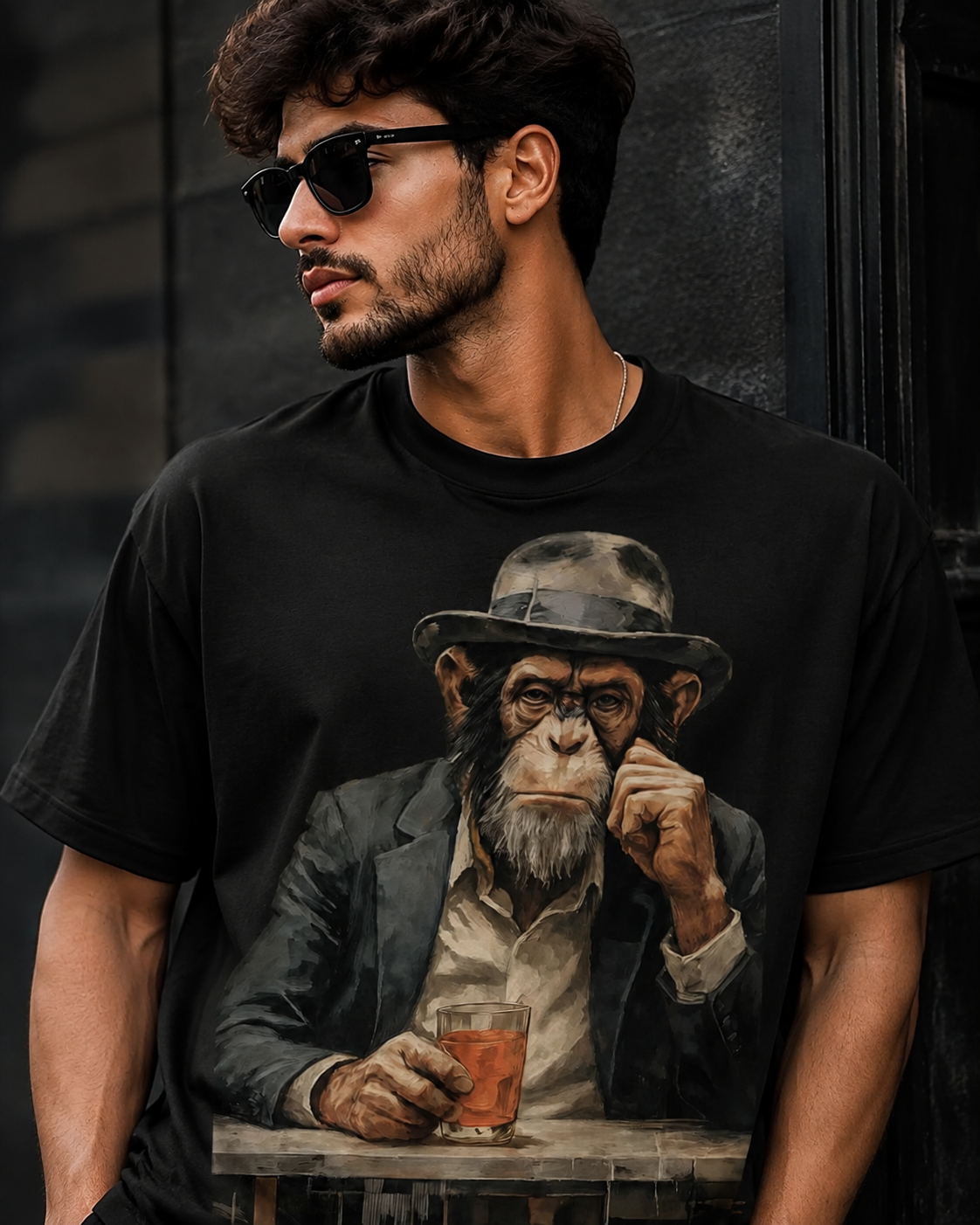 Oversized Chilling Monkey Print T-Shirt – Premium Unisex Cotton Tee