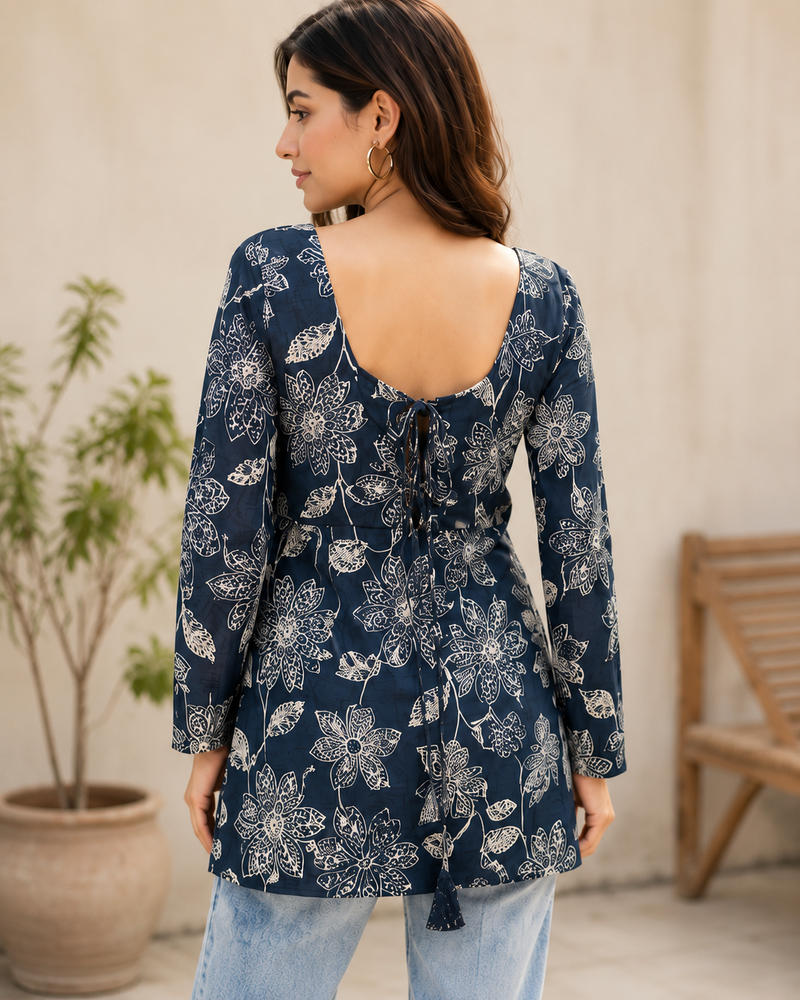 Floral Print Square Neck Top