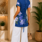 Mastani Floral Lace-Up Blue-Western Top