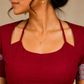 Mastani Floral Lace-Up Red-Western Top
