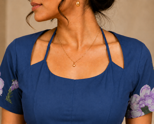Mastani Floral Lace-Up Blue-Western Top
