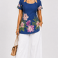 Mastani Floral Lace-Up Blue-Western Top