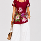Mastani Floral Lace-Up Red-Western Top